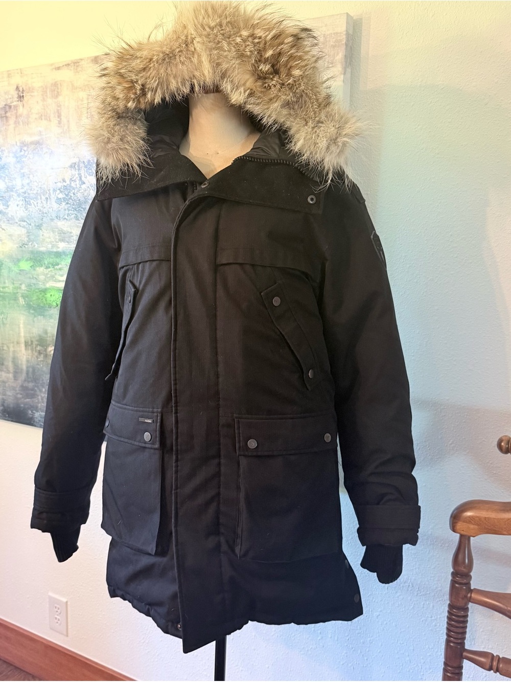 Nobis Yatesy Parka Down Coyote Fur Trim Hood waterproof Black Men’s Small
